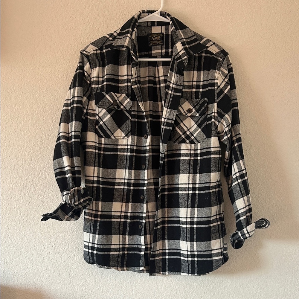 Jachs Black and White Checkered Flannel Shirt